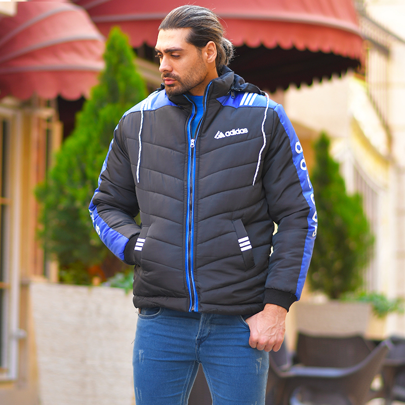 کاپشن مردانه Adidas مشکی آبی مدل Enal