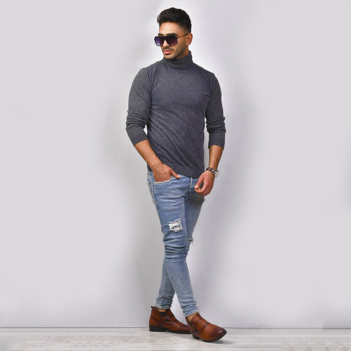 پلیور بافت یقه اسکی مردانه مدل azad