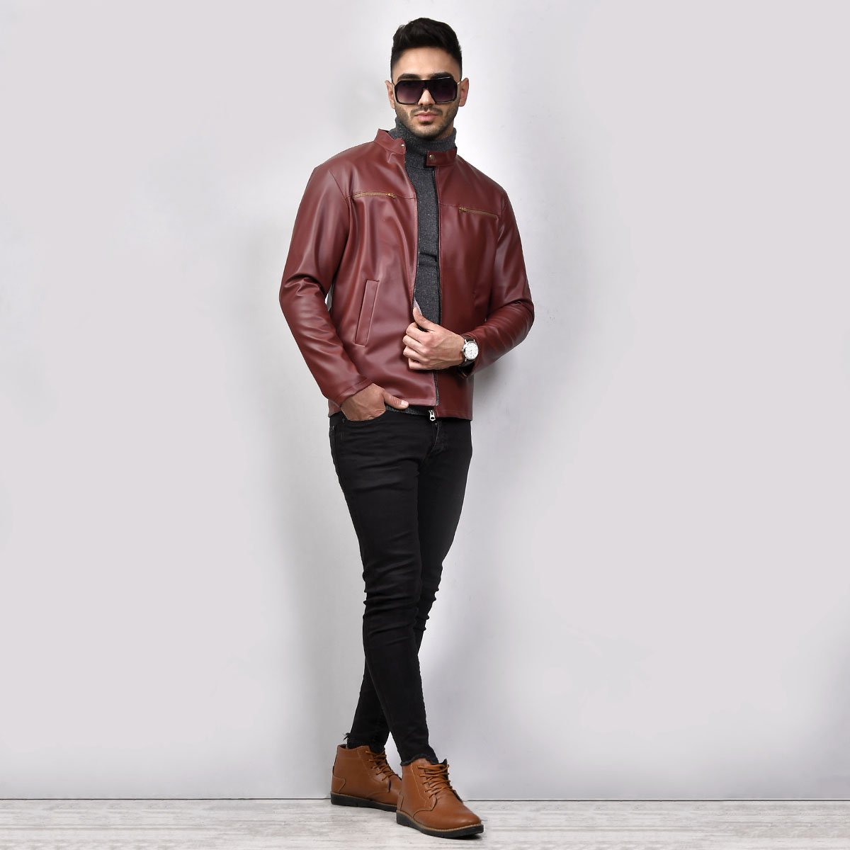 کاپشن چرم مردانه مدل ALBORz