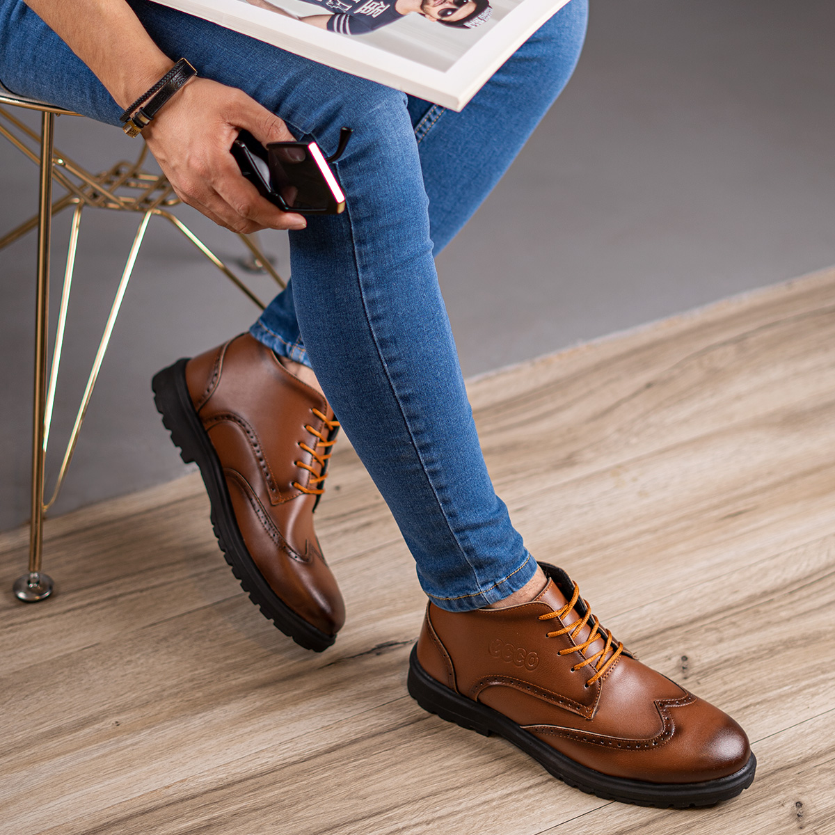 کفش ساقدارقهوه ای مردانه مدل Kayson