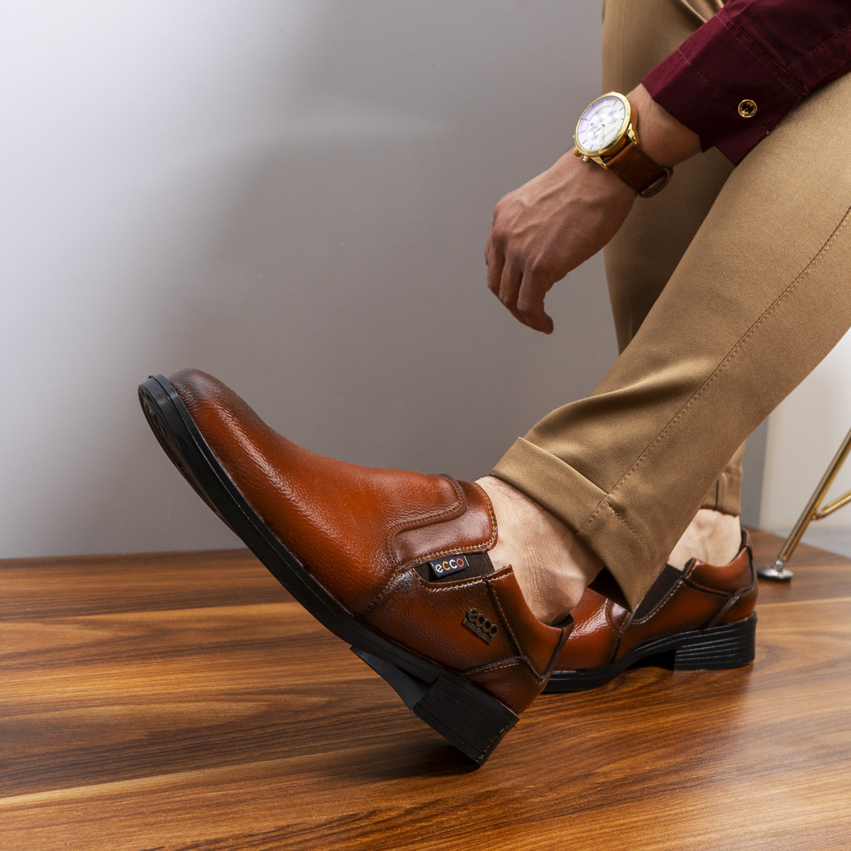 کفش ecco مردانه قهوه ای مدل Kelvin