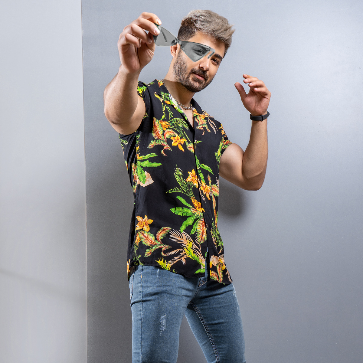 پيراهن هاوايي مردانه مدل Natan