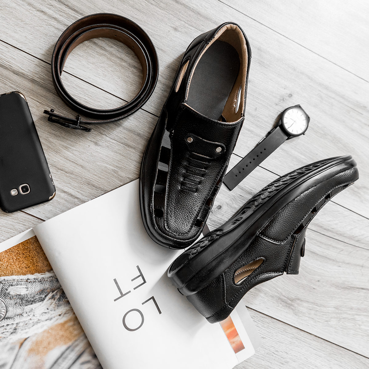 کفش تابستانه مشکی مردانه مدل Ropert