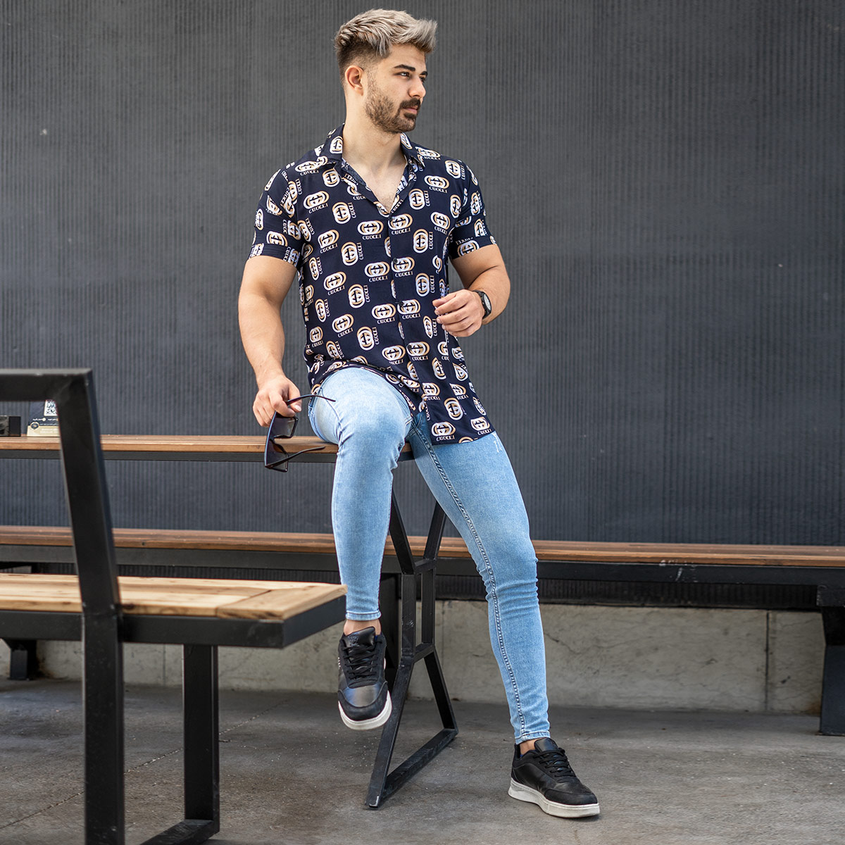 پیراهن هاوایی مردانه گوچی مدل Baten