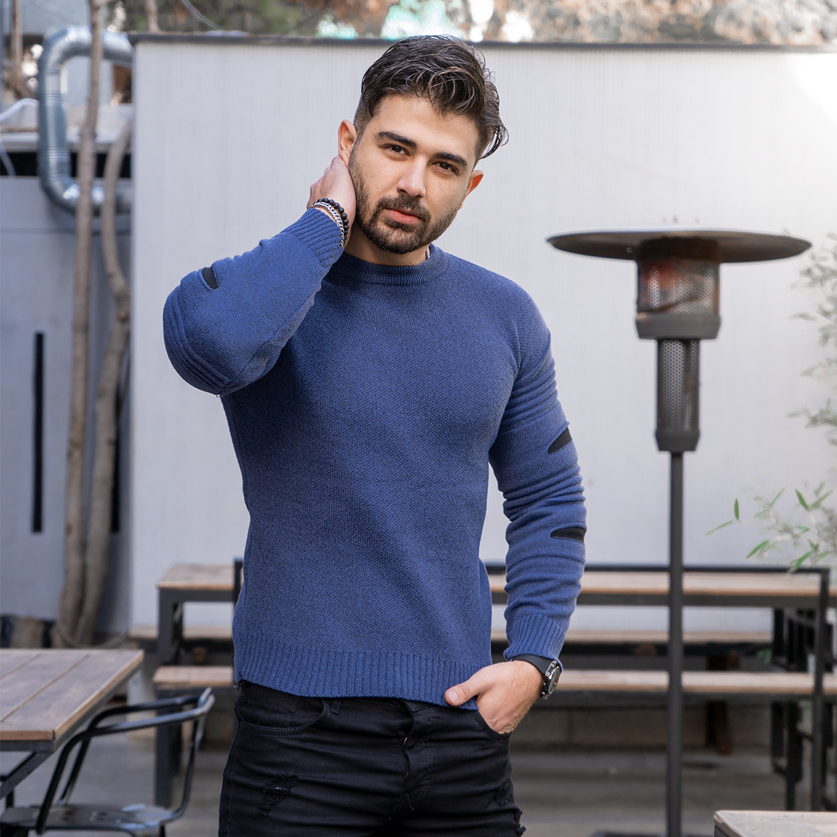پلیور زاپ دار مردانه آبی نفتی مشکی مدل solan