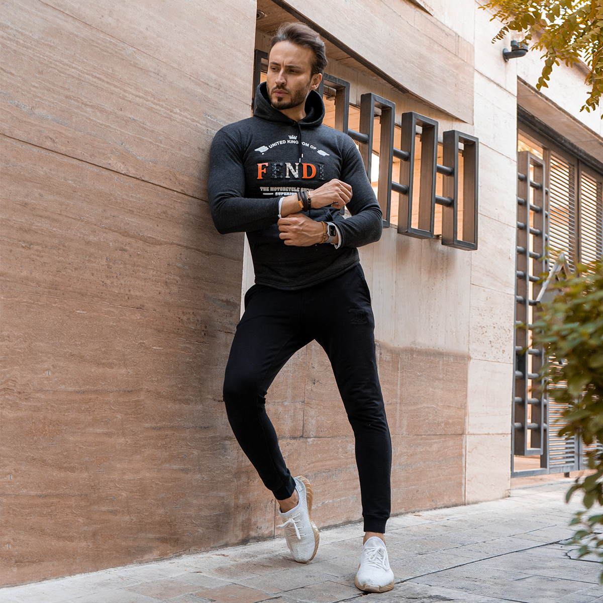 هودی مردانه مدل fendiذغالی