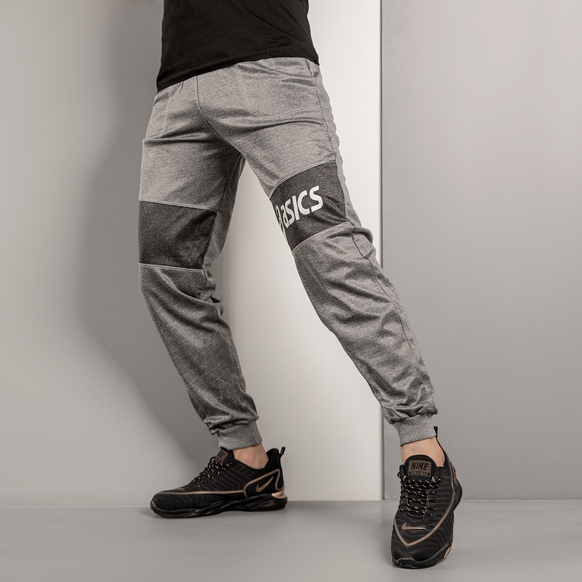 شلوار اسلش مردانه(T) اسیکس دورنگ طوسی مدل K80