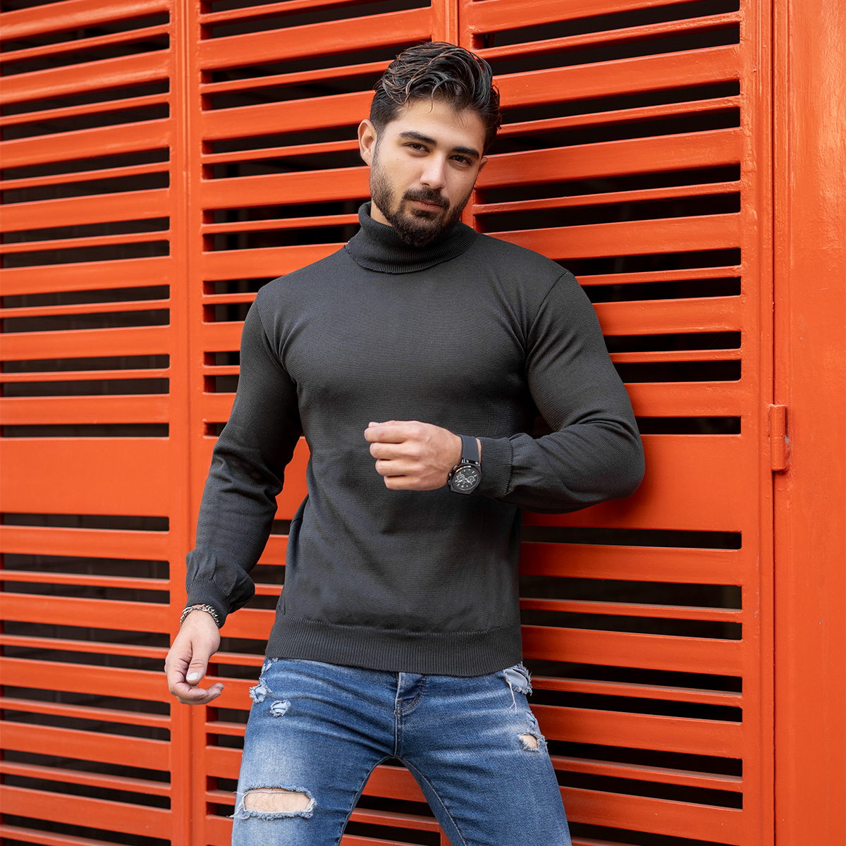 پلیور یقه اسکی قهوه ای(T) مردانه مدلborin