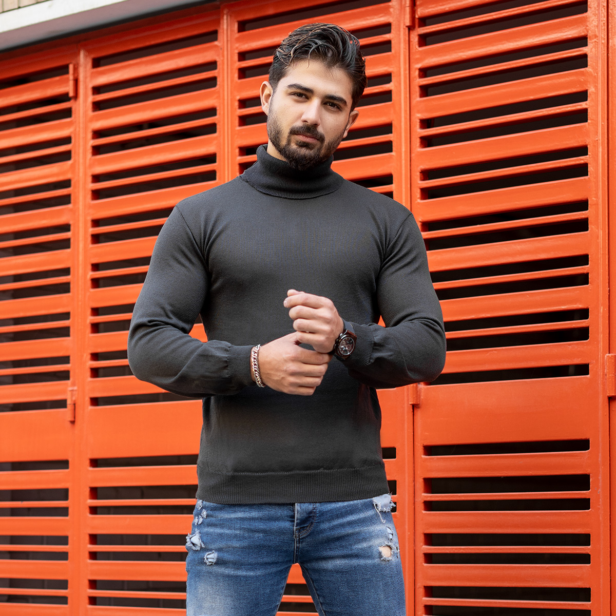 پلیور یقه اسکی قهوه ای(T) مردانه مدلborin