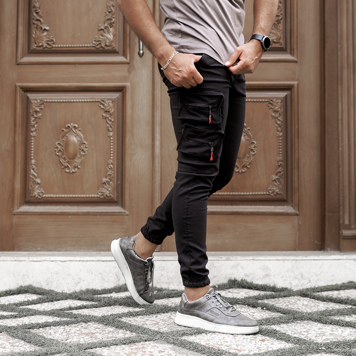 شلوار اسلش مشکی مردانه مدل ETARO