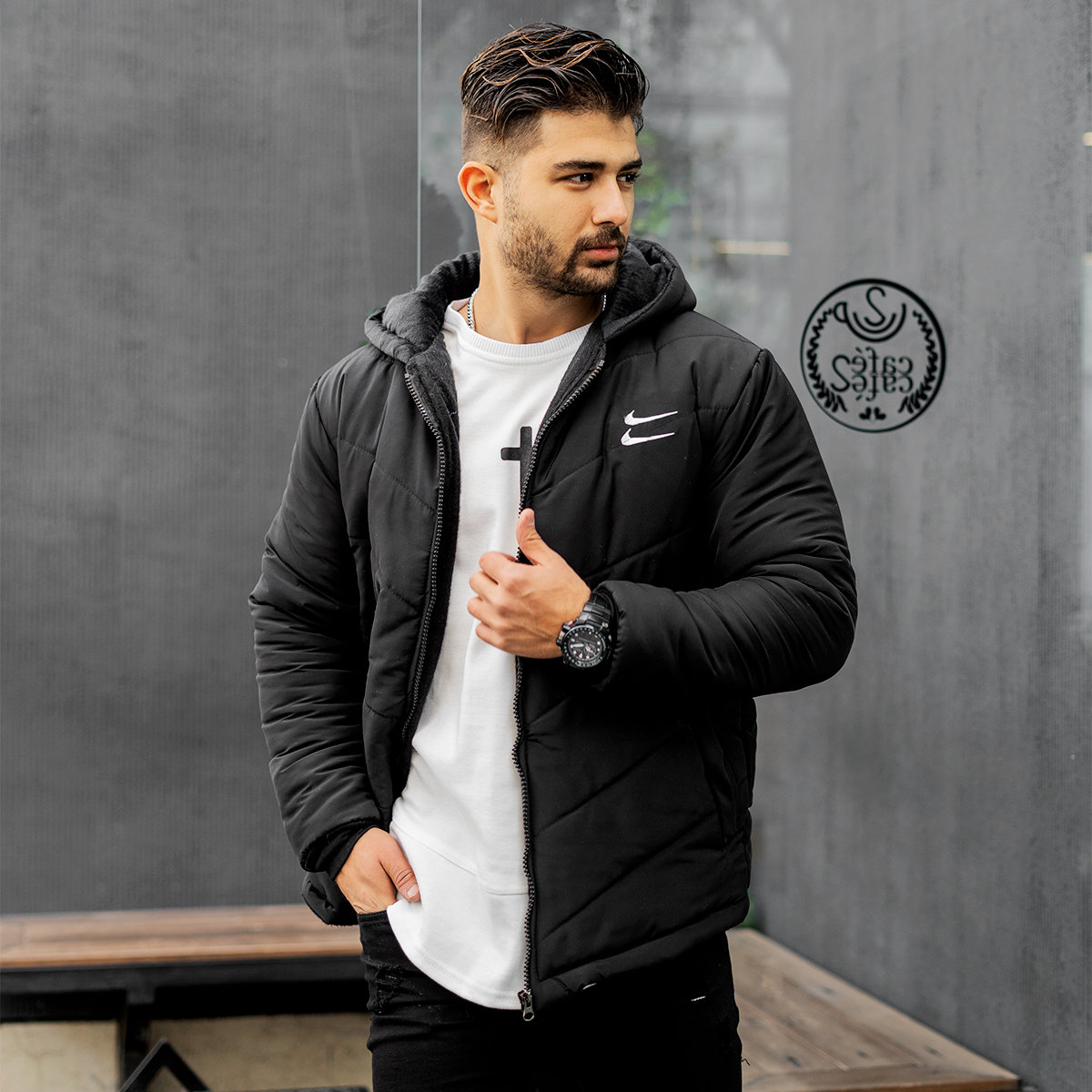 کاپشن دونایک مشکی مردانه مدل PANORA