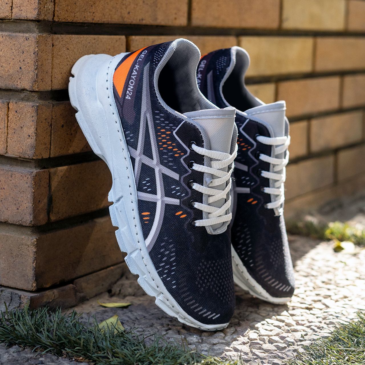 کفش مردانه اسیکس سرمه ای نارنجی مدل dahak