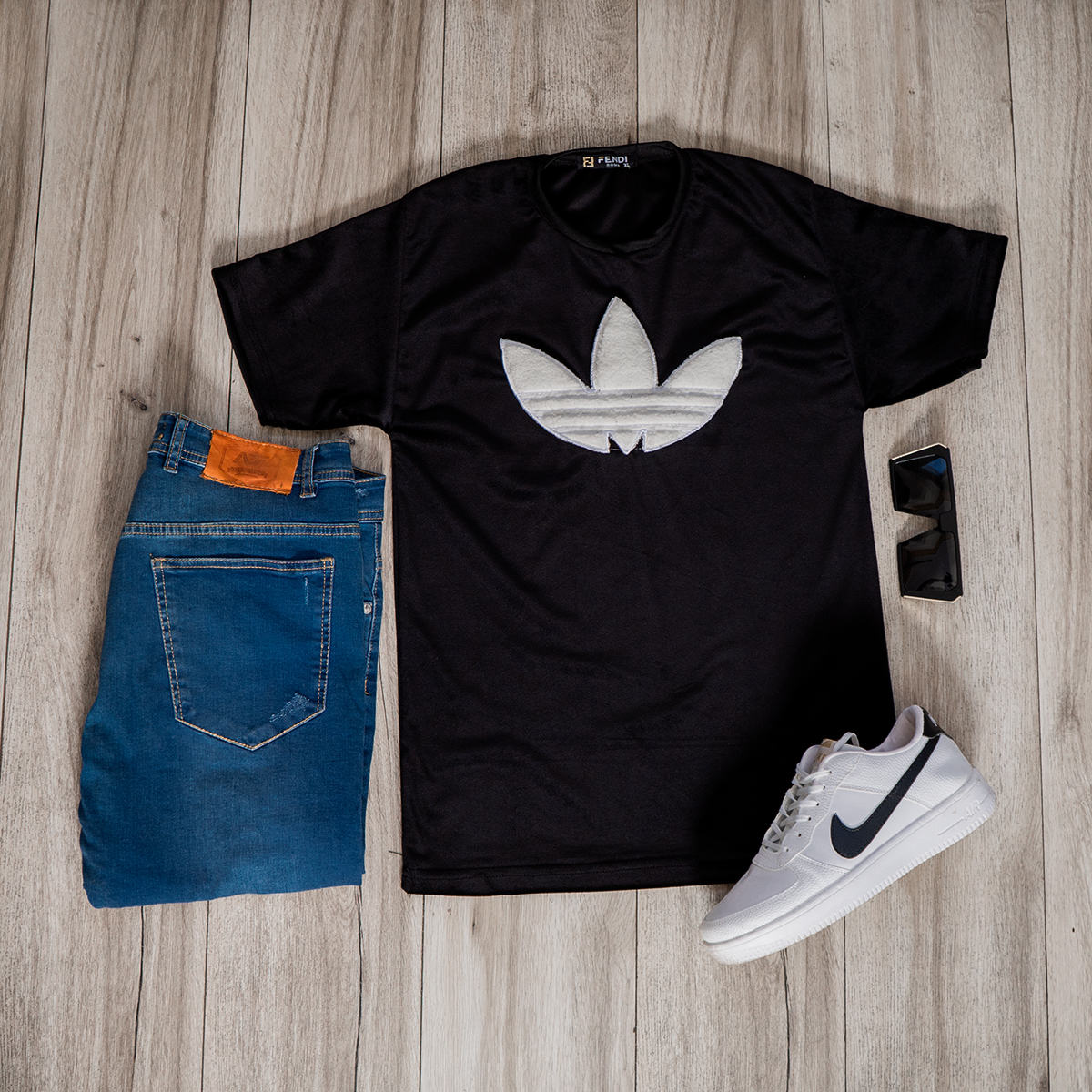 تیشرت مخملی مشکی Adidas مردانه مدلRasa