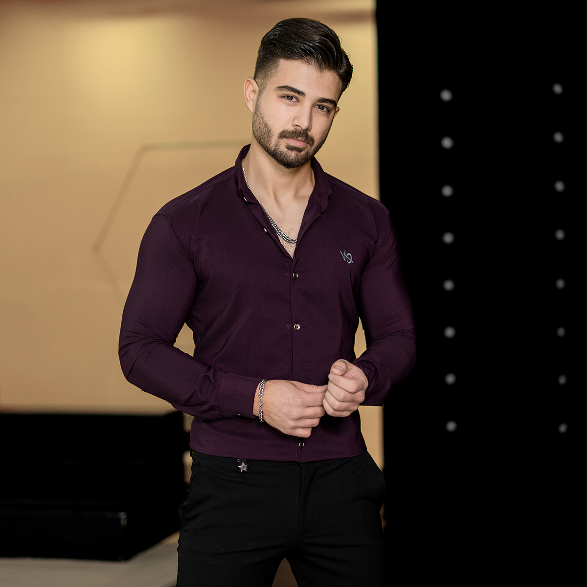 پیراهن مردانه بنفش مدل VQ