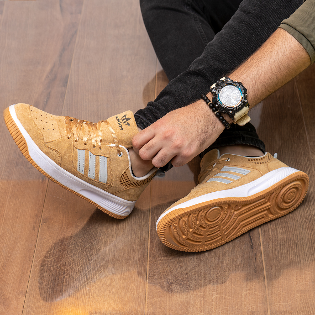 کفش تخت مردانه کرم مدل Tishin