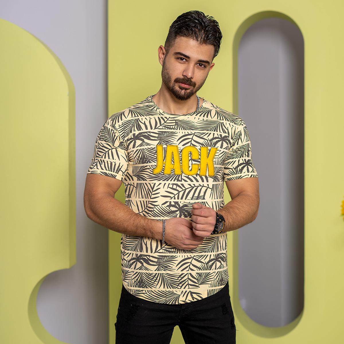 تیشرت مردانه زرد مدل Jack