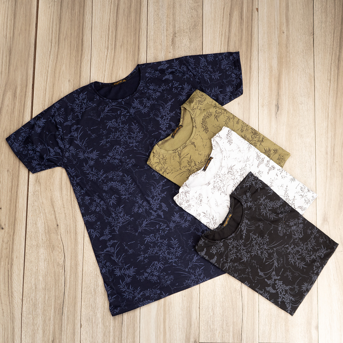 تیشرت مردانه طرح برگ سفید مدل Jeasen