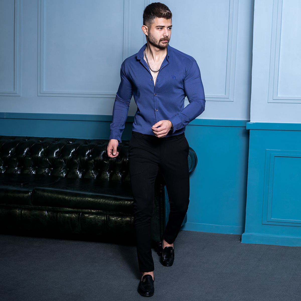 پیراهن مردانه آبی مدل VQ