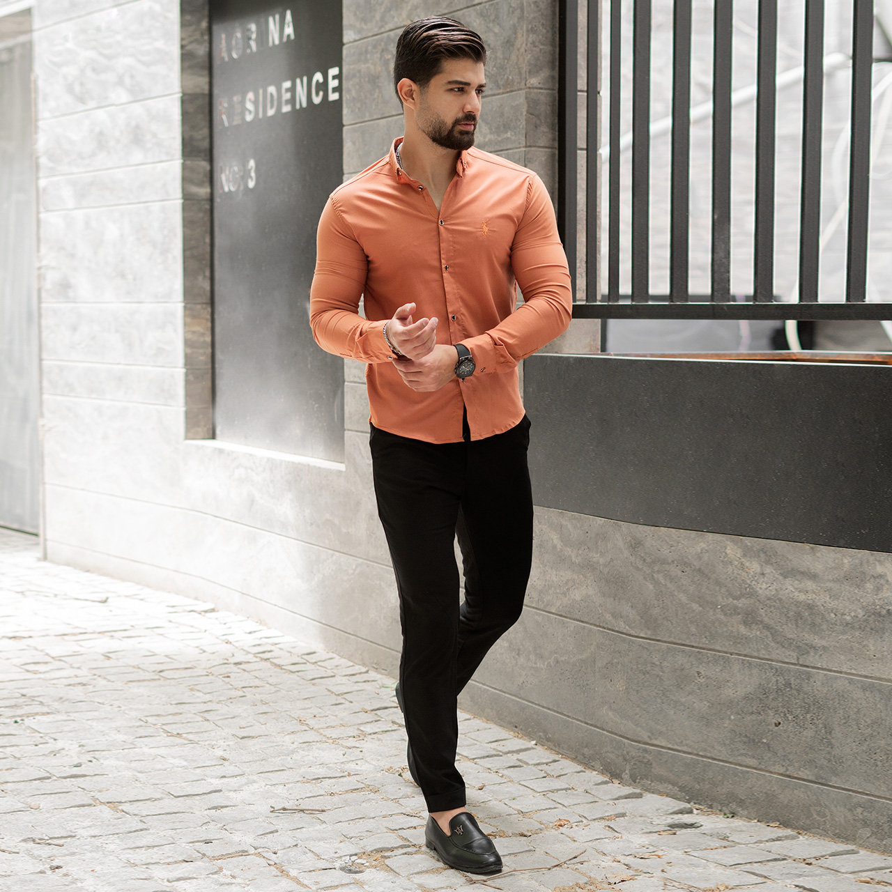 پیراهن آجری مردانه (T)مدل Yazdan