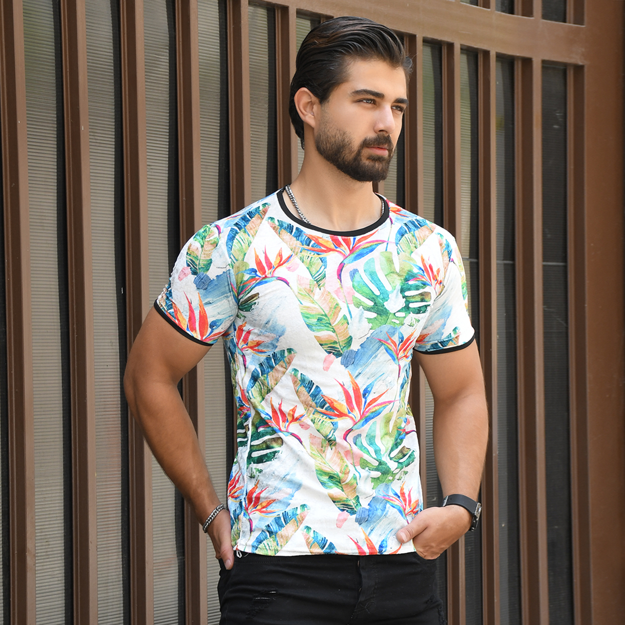 تیشرت مخمل مردانه طرح هاوایی مدل Yara