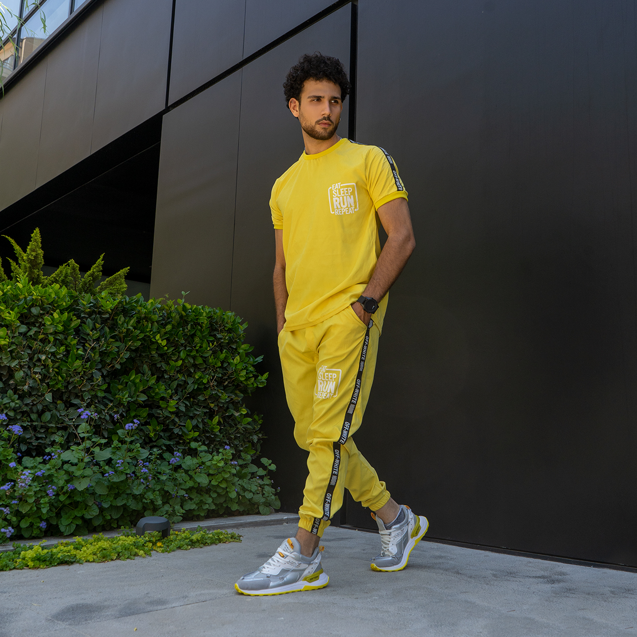 ست تیشرت شلوار مردانه زرد مدل Yamo