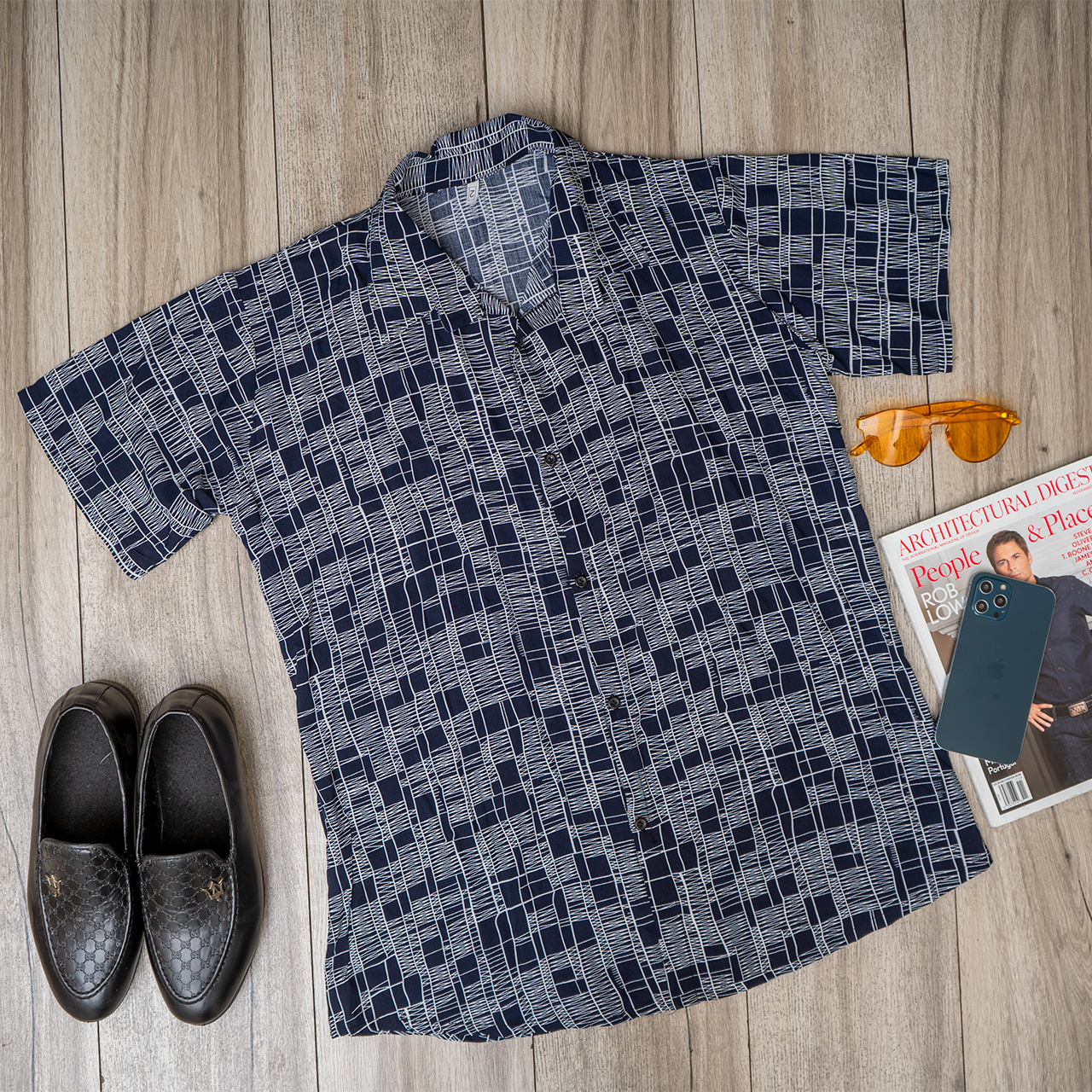 پیراهن هاوایی طرح خطوط مردانه مدل L52