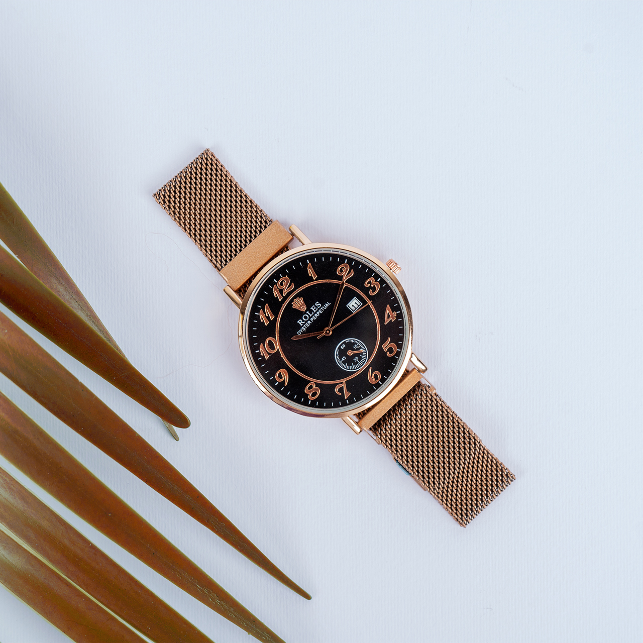 ساعت طرح رولکس رزگلد مدل Bavan