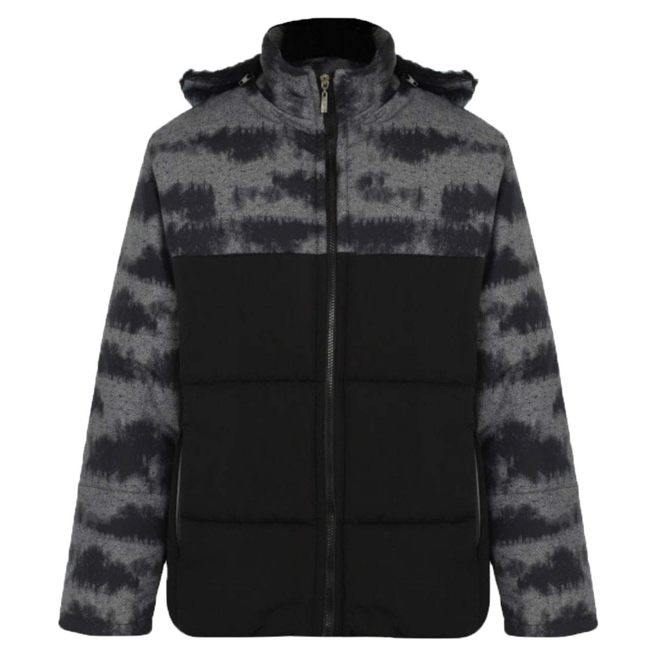 کاپشن ابرو بادی دورنگ مشکی-طوسی مردانه مدل Daryosh