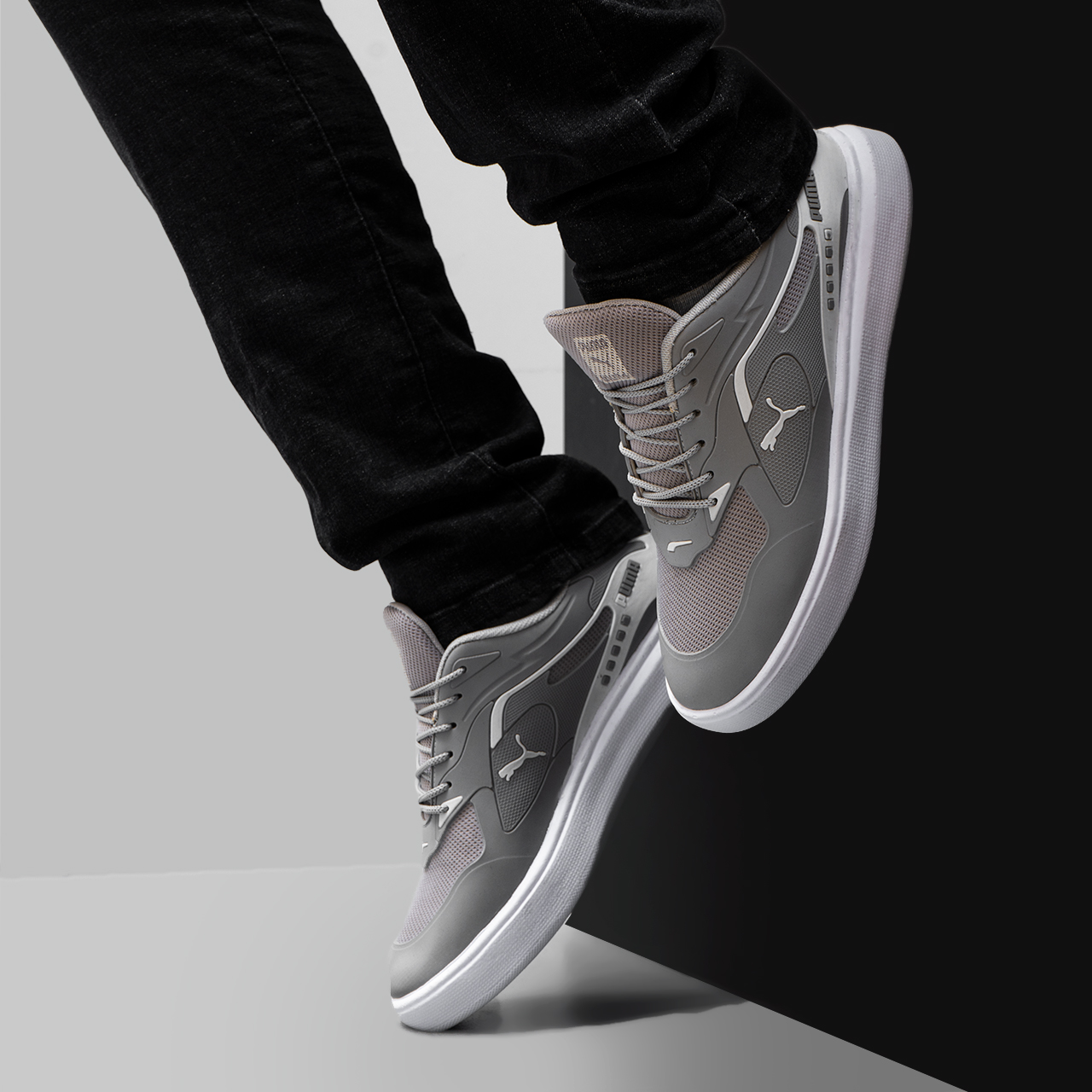 کفش تخت مردانه پوما طوسی تیره مدل Parin