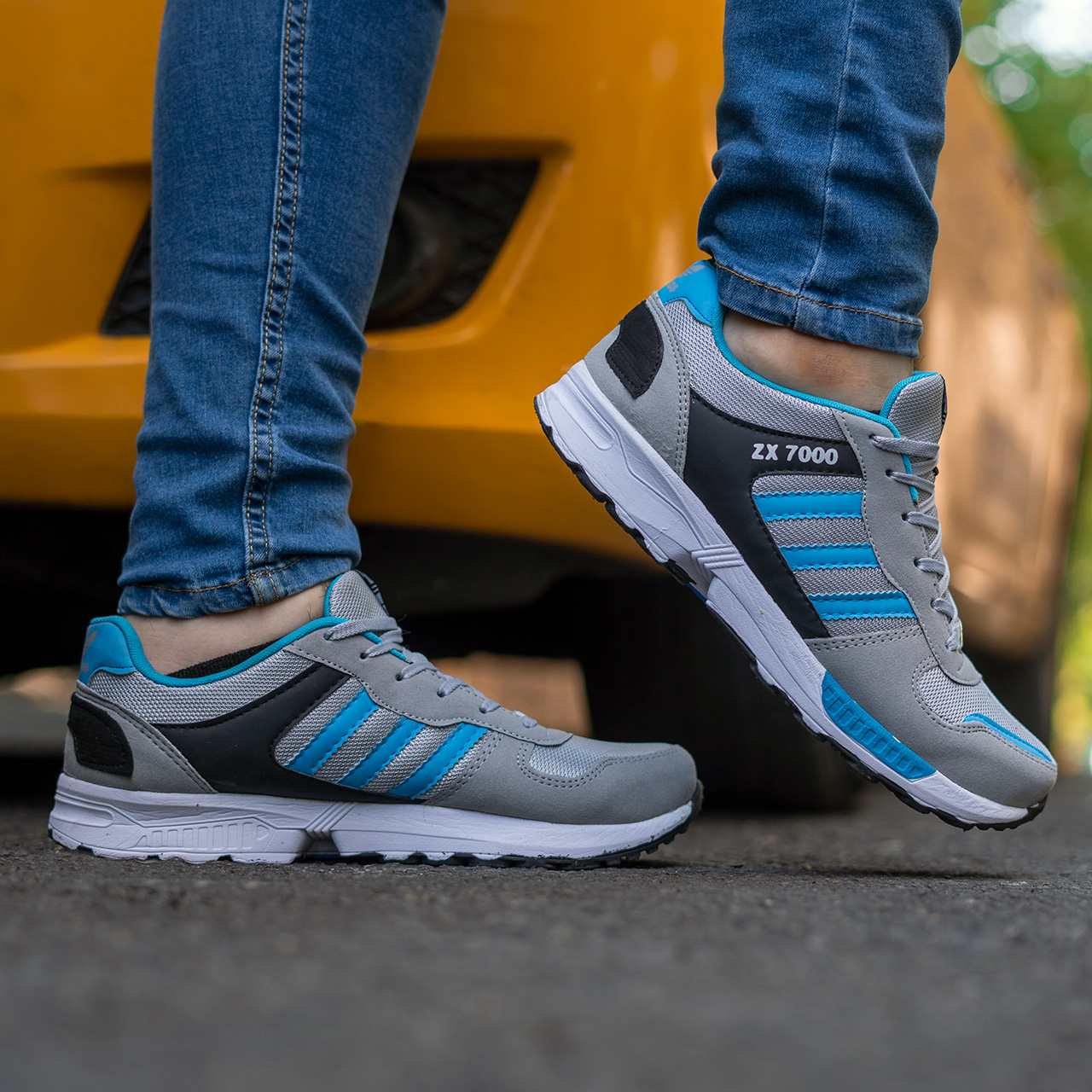 کفش ورزشی مردانه طوسی آبی مدل ZX7000