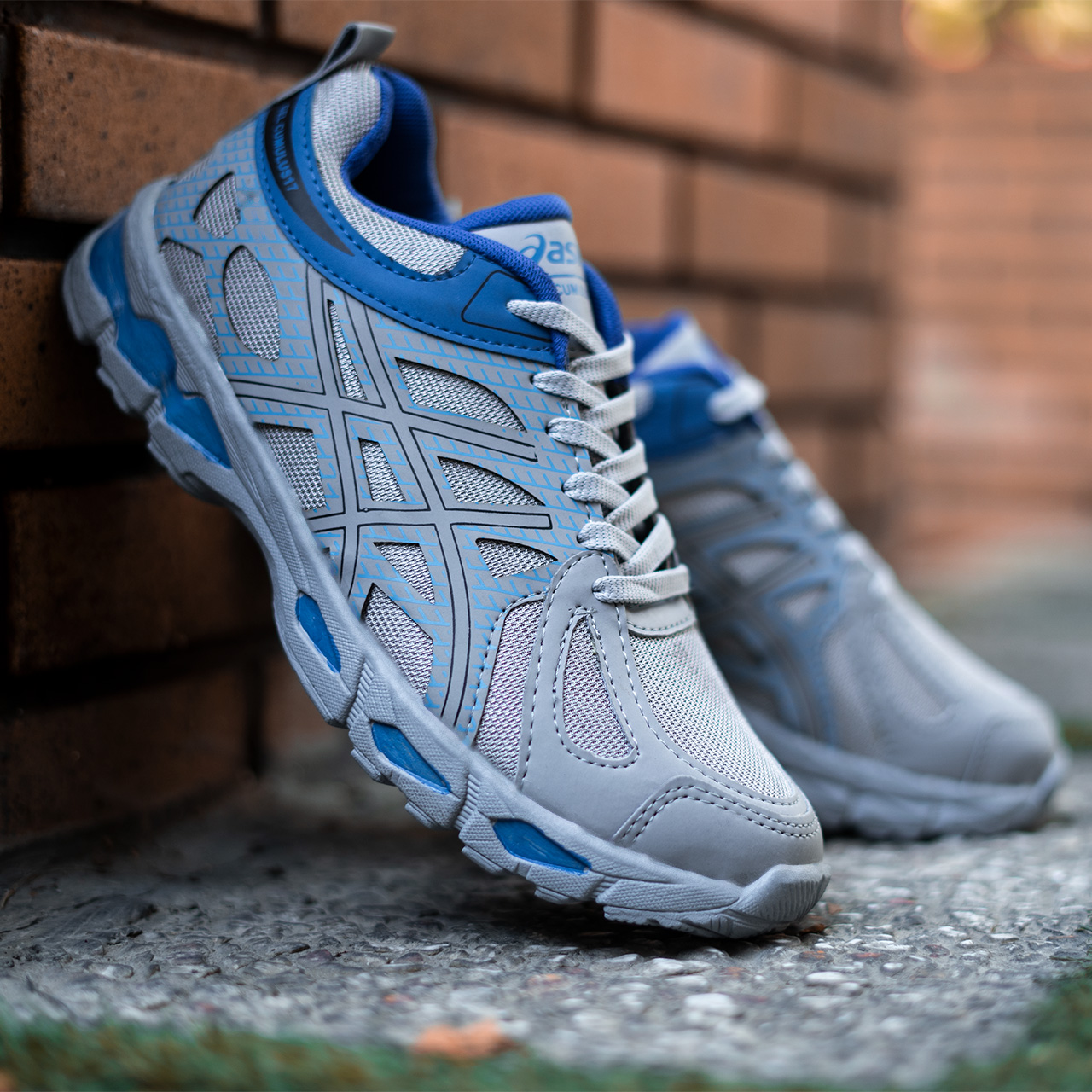 کفش ورزشی اسیکس طوسی-آبی مردانه مدل GEL17