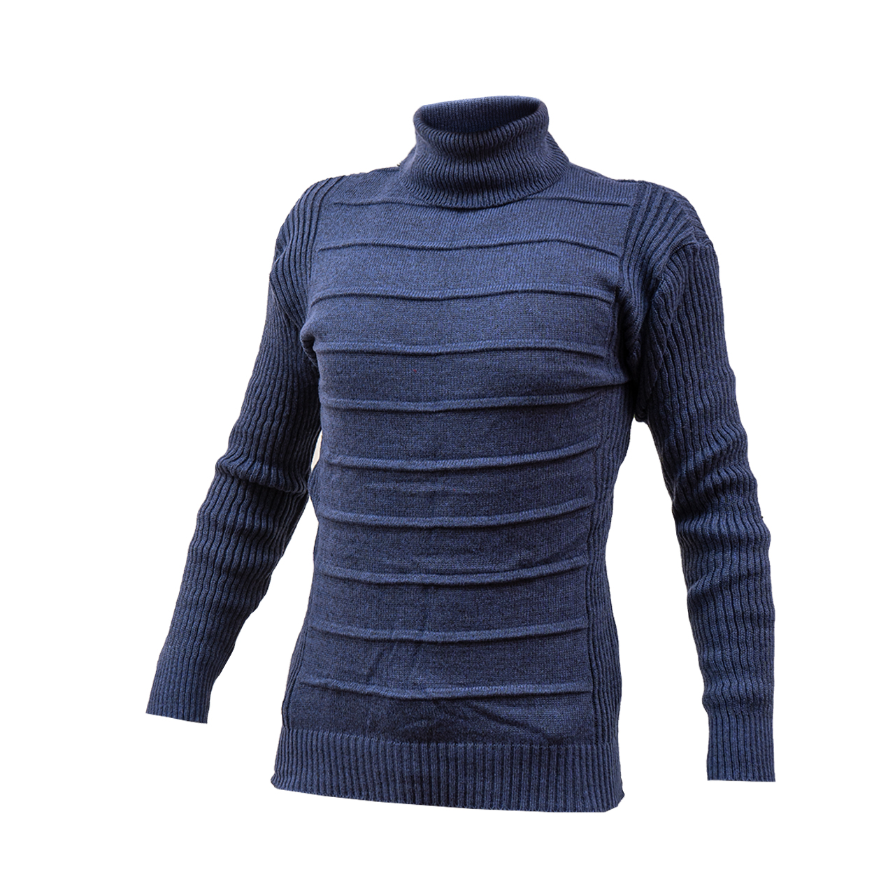 پلیور یقه اسکی آبی طرح کرکره ای مردانه مدلR10