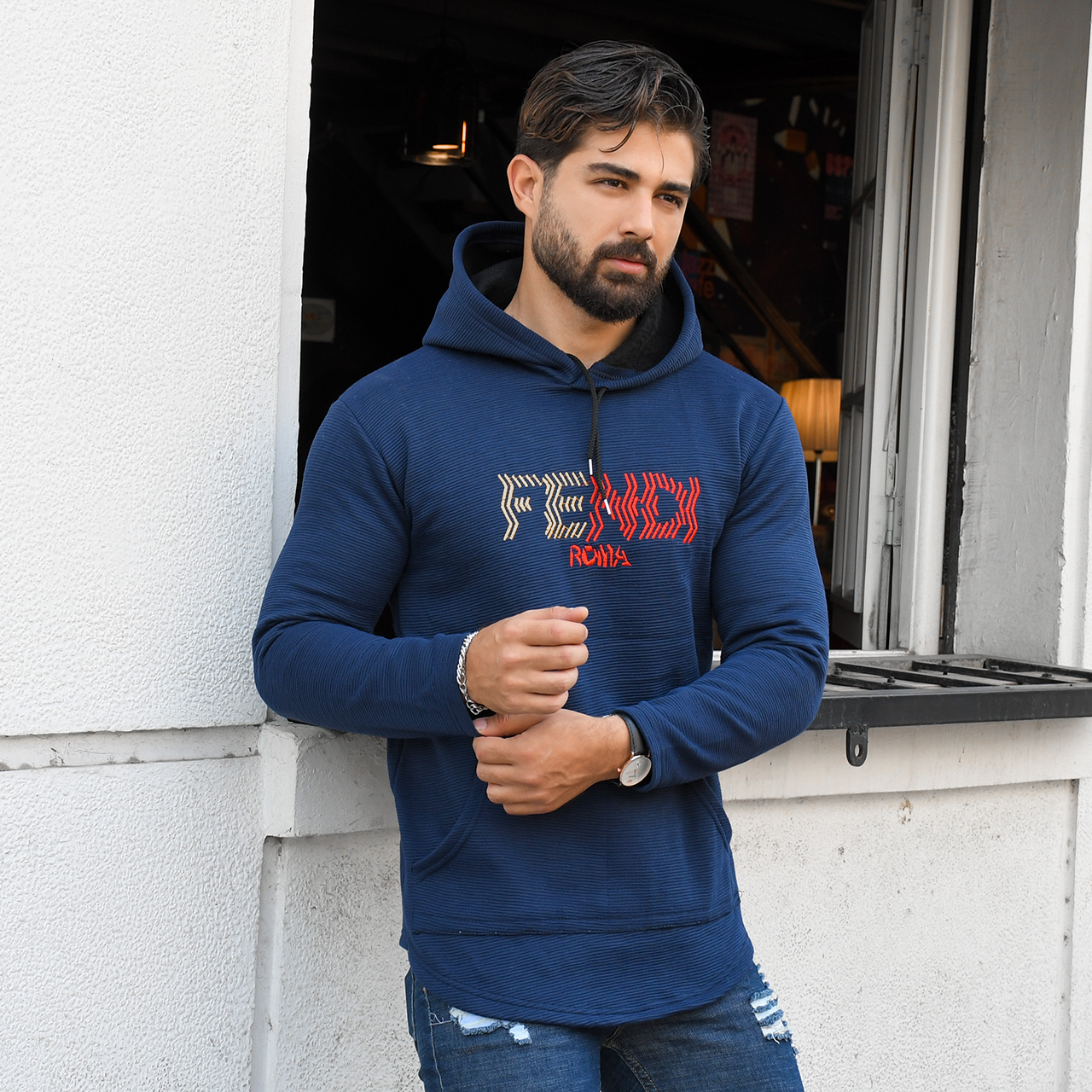 هودی مردانه Fendi سرمه ای مدل K90