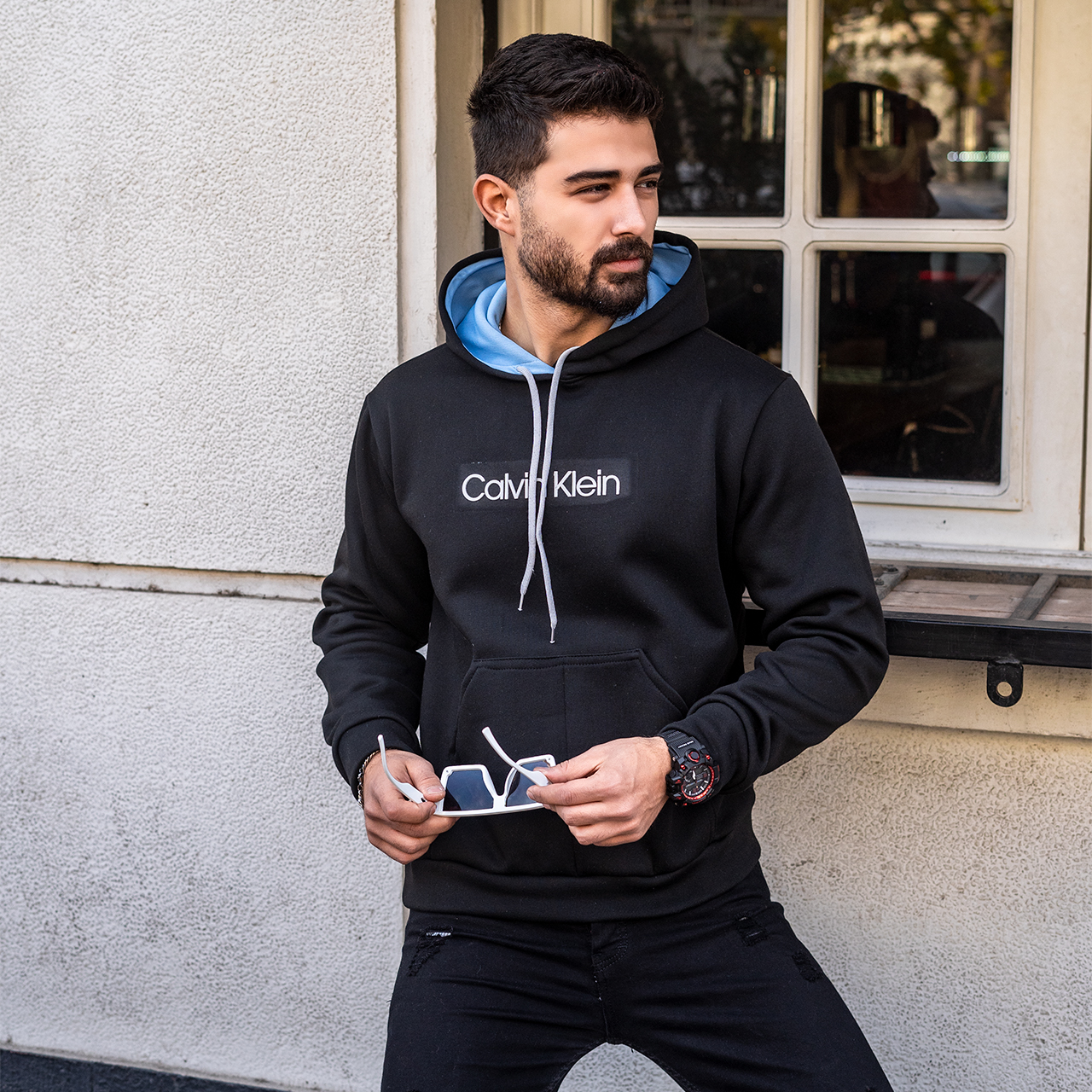 هودی مردانه مشکی Calvin Klein مدل DATAM