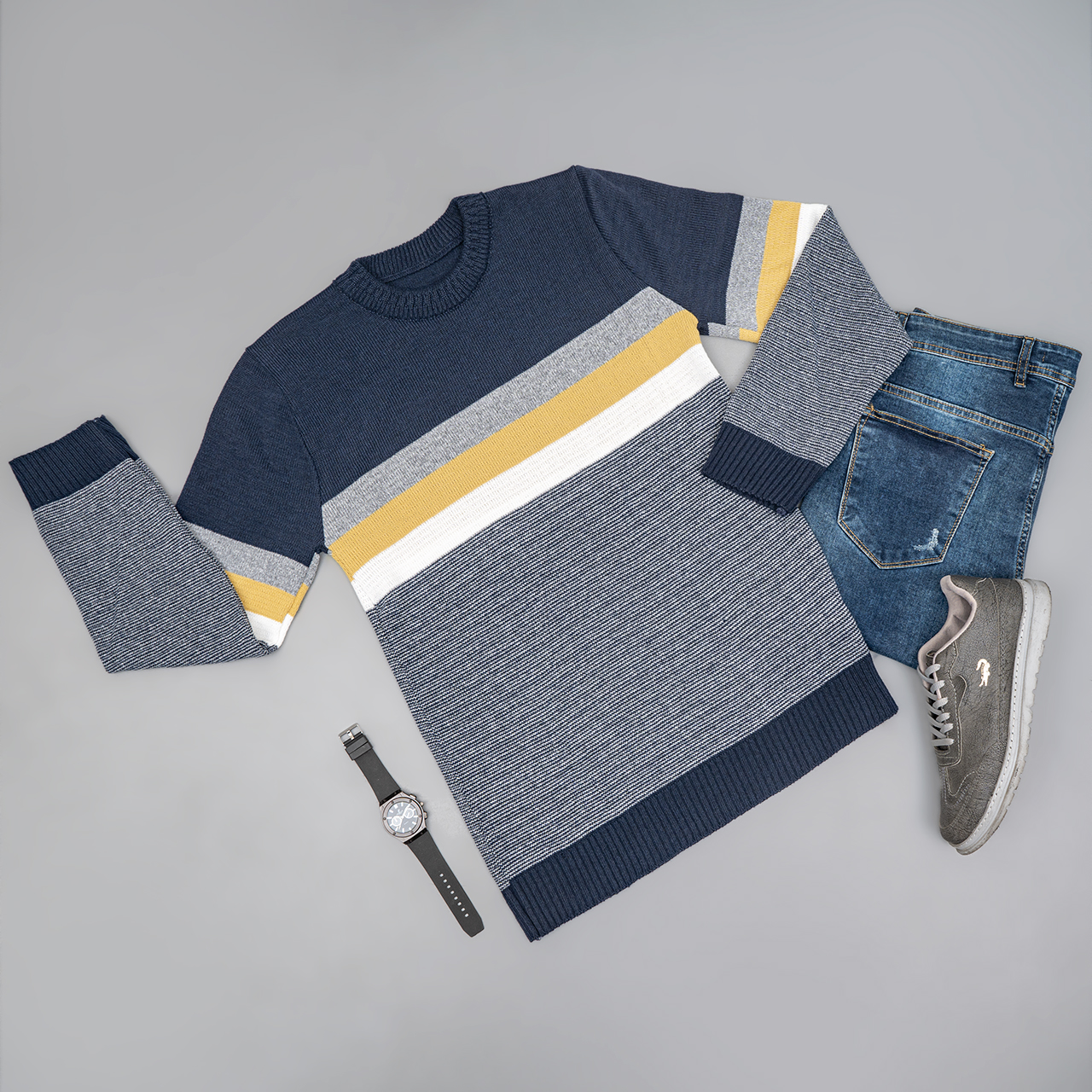 پلیور مردانه سرمه ای مدل MISHA