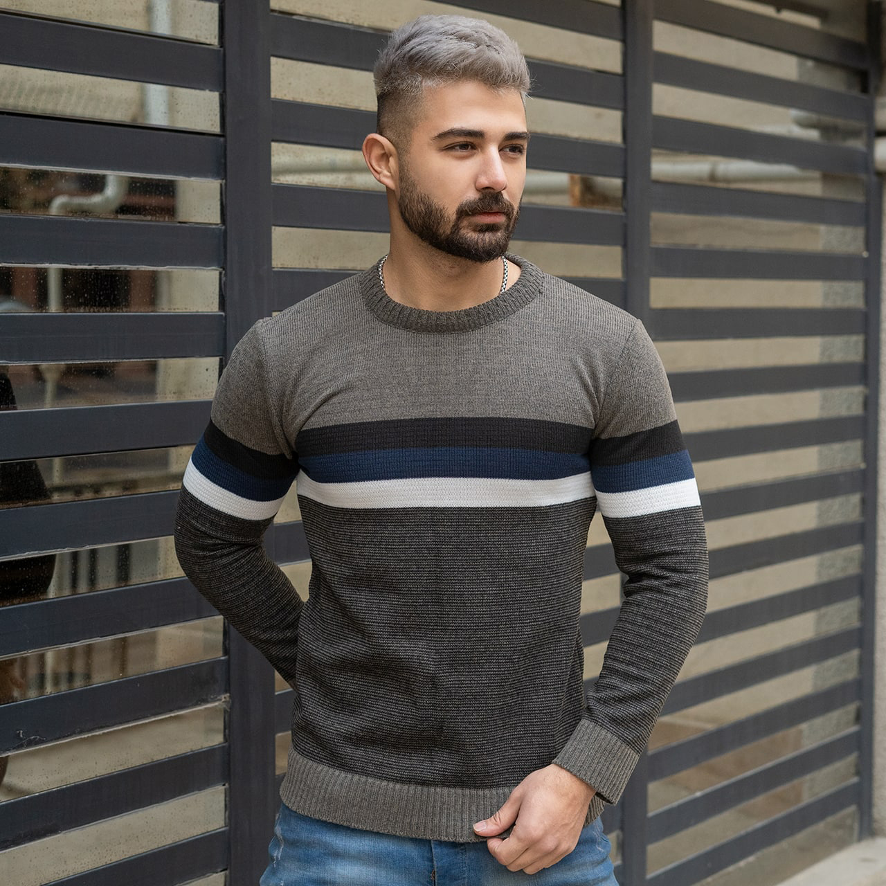 پلیور مردانه خاکی مدل MISHA