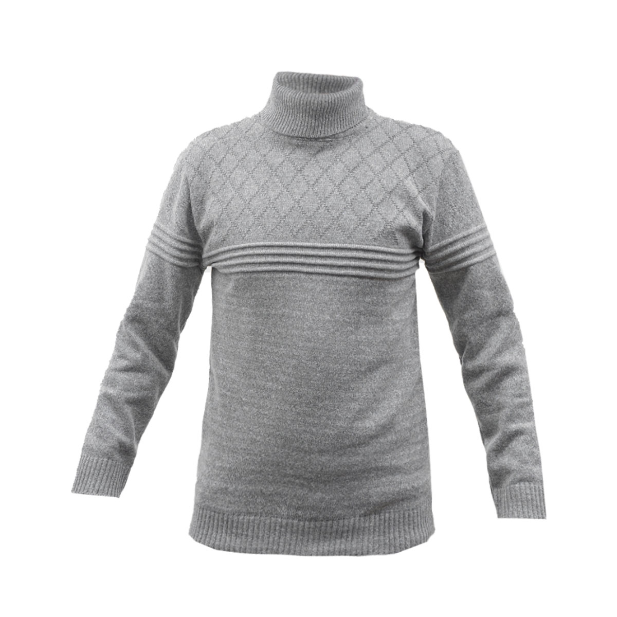 پلیور مردانه طوسی طرح لوزی یقه اسکی مدل Havash