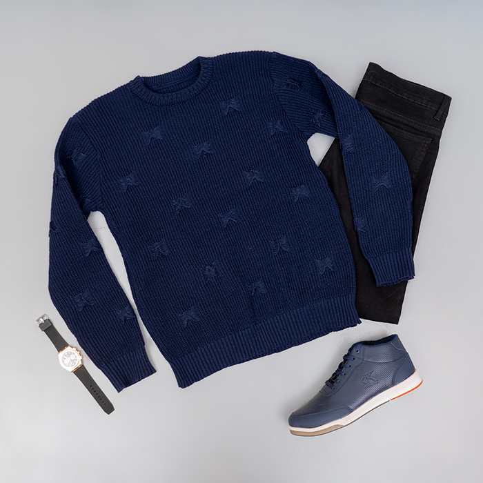 پلیور زاپ دار سرمه ای مردانه مدلDeta