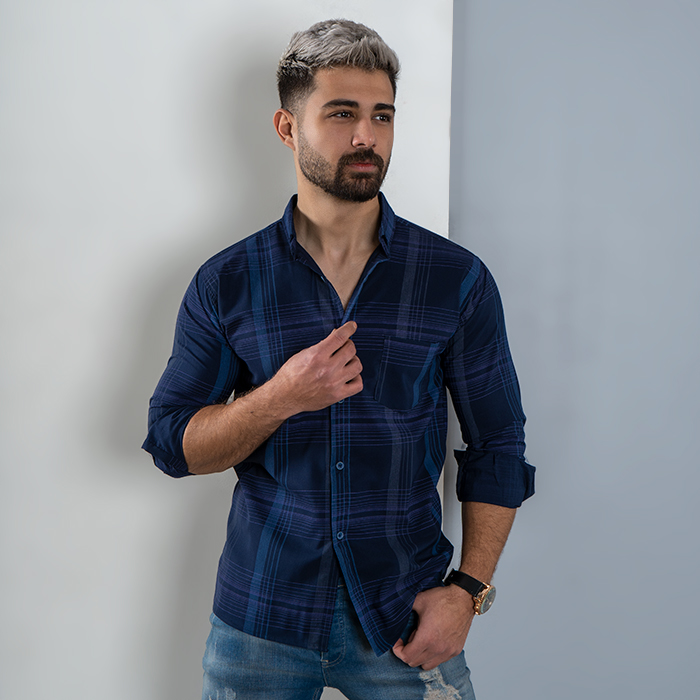 پیراهن مردانه سرمه ای مدل vahid