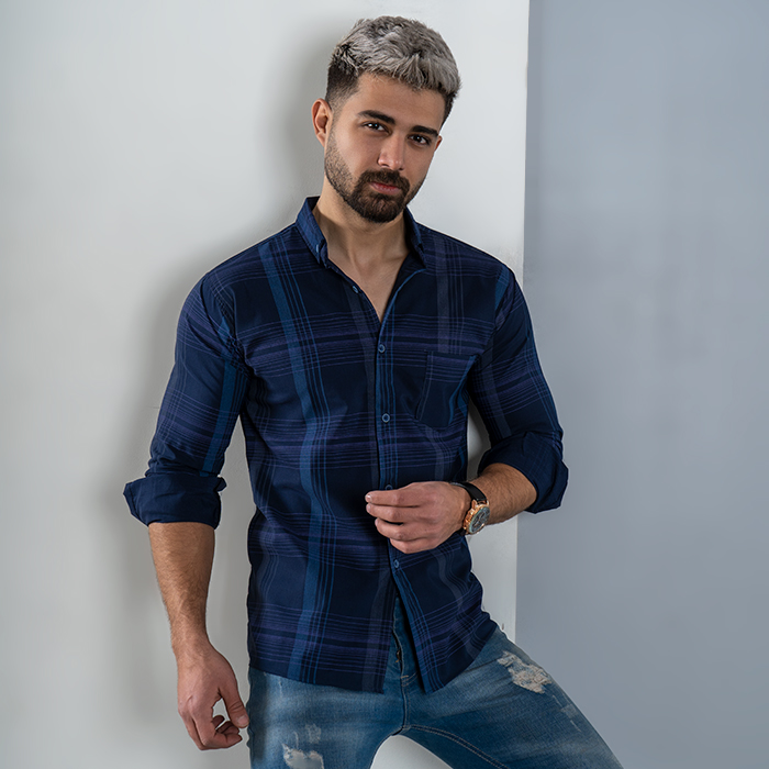 پیراهن مردانه سرمه ای مدل vahid