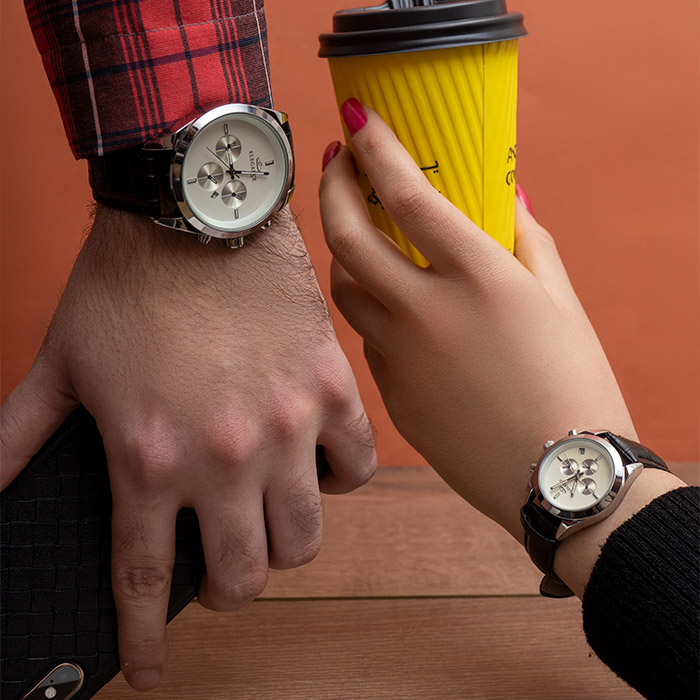 ست ساعت ELEGANCE نقره ای صفحه سفید مدل Rita