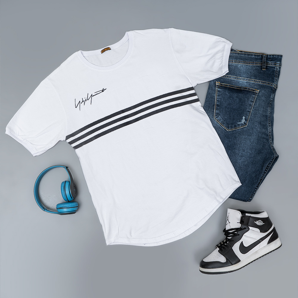 تیشرت مردانه سه خط سفید مدل DENVER