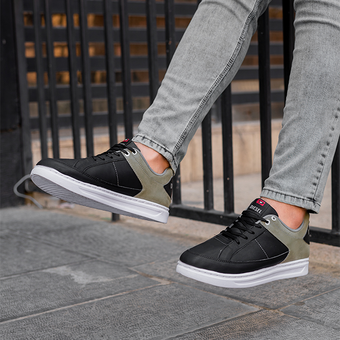 کفش تخت مشکی طوسی مردانه مدل Diesel