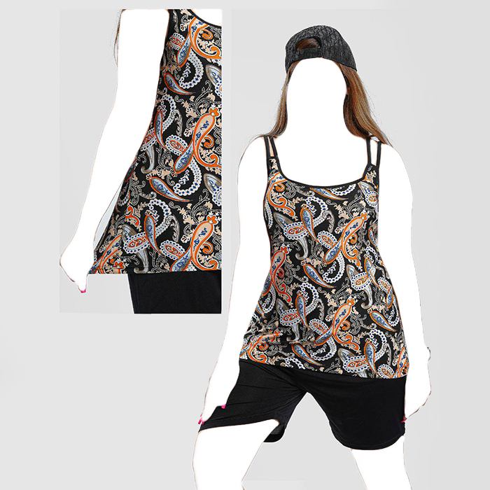 ست دخترانه تاپ شلوارک طرح بته جقه مدل Samin