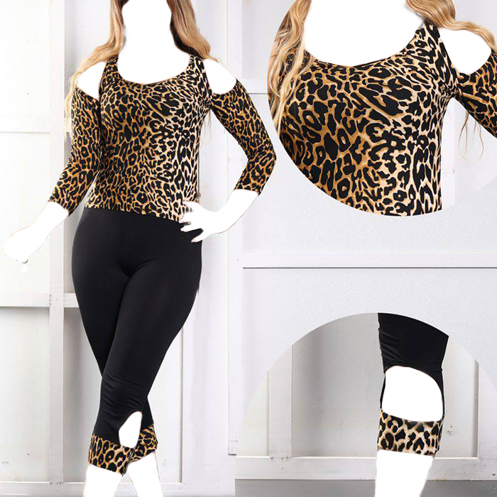 ست زنانه آستین باز طرح پلنگی مدل Samira