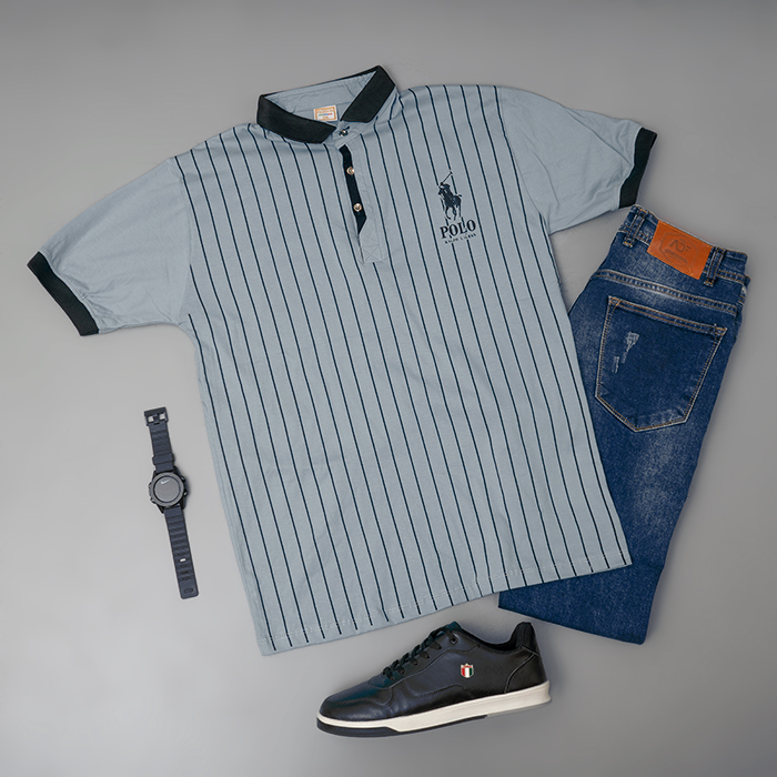 تیشرت مردانه طوسی مدل MONO