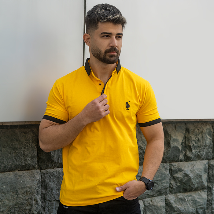 تیشرت مردانه خردلی مدل Polo90