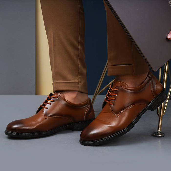 کفش رسمی مردانه عسلی مدل elvin