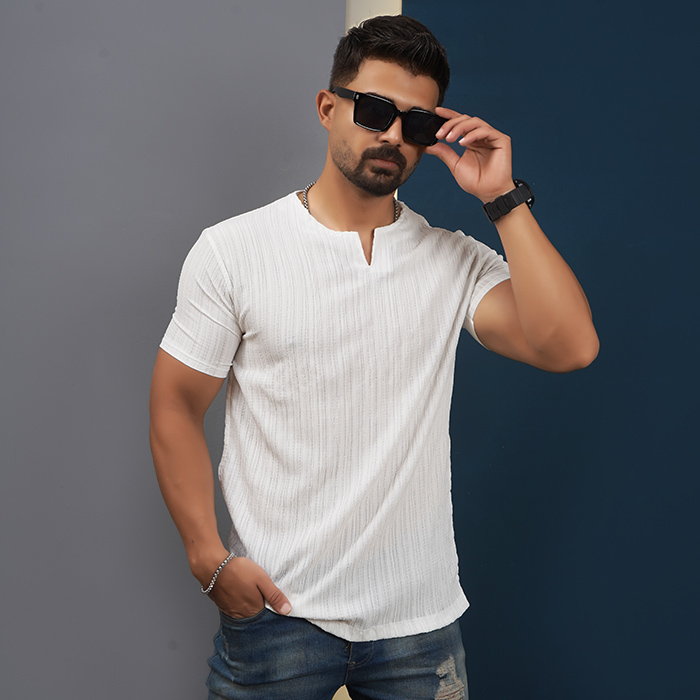 تیشرت مردانه سفید آستین کوتاه مدل Bardia