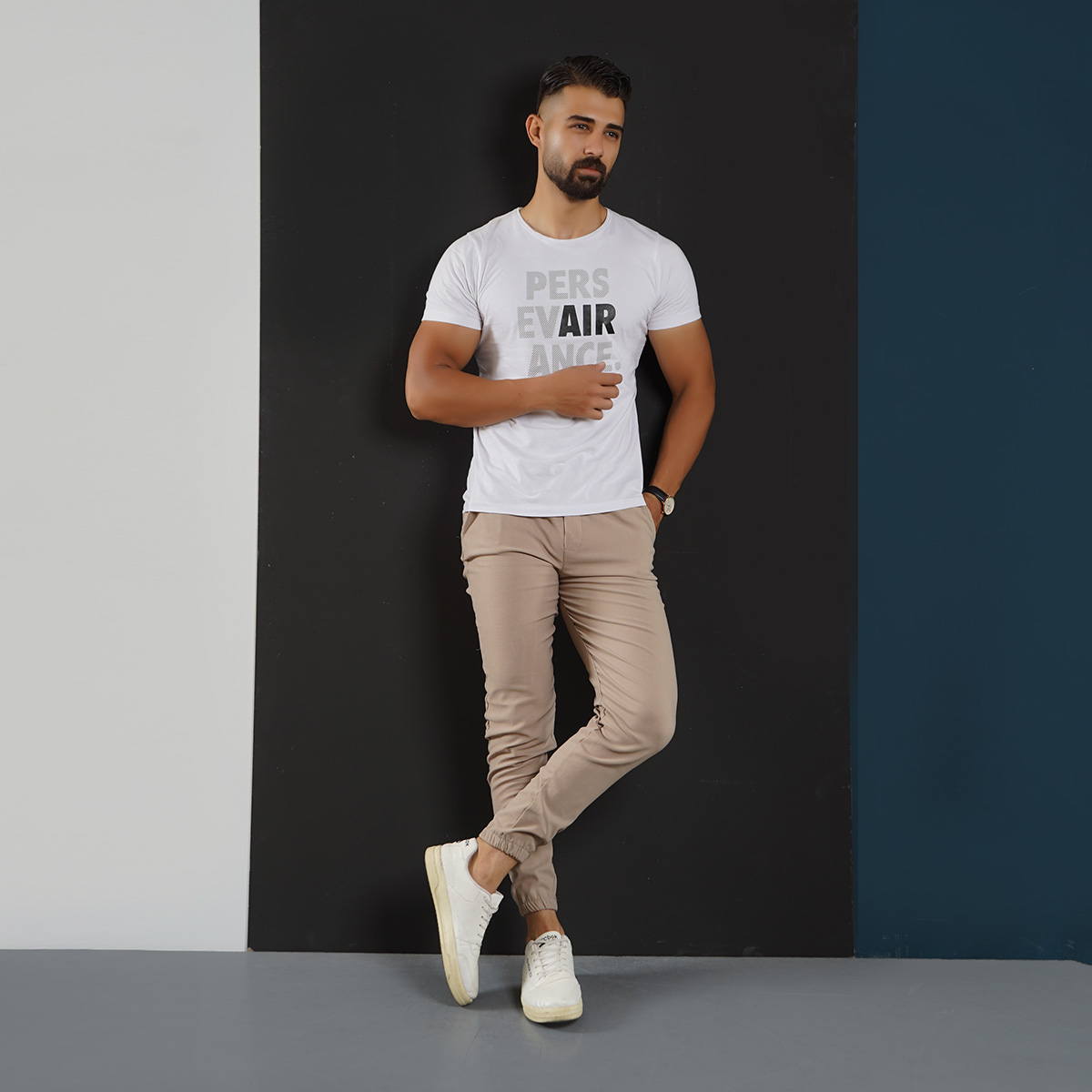 شلوار اسلش مردانه کرم مدل KARA